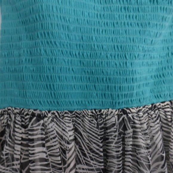 ROXY, medium, long dress, teal and black and white - Picture 6 of 7